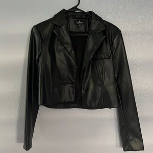 Lulus’s Black, Cropped Faux Leather Jacket in X-Small